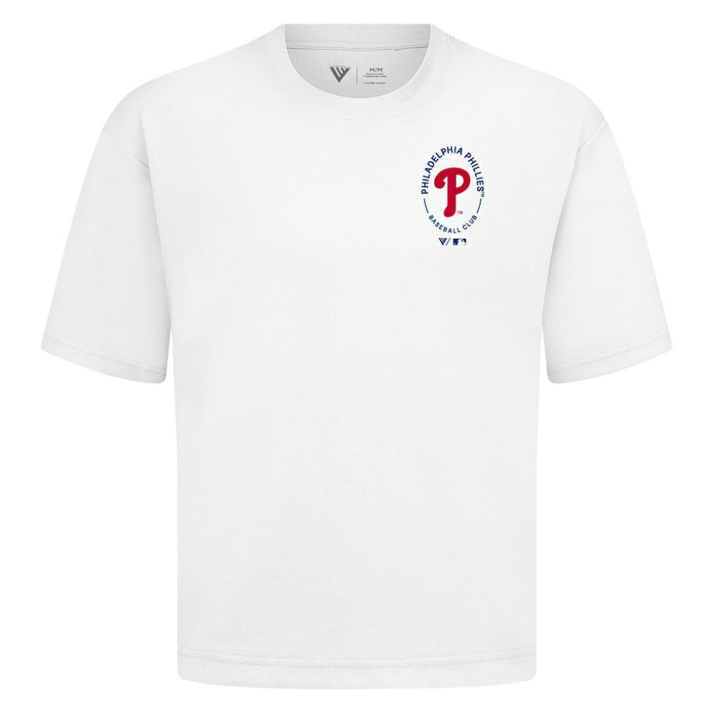 Philadelphia Phillies Levelwear Signet Oversized Luxe Signature Knit T-Shirt - White T-shirts