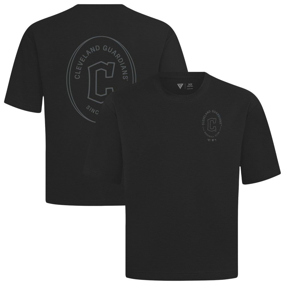 Cleveland Guardians Levelwear Signet Oversized Luxe Signature Knit T-Shirt - Black T-shirts