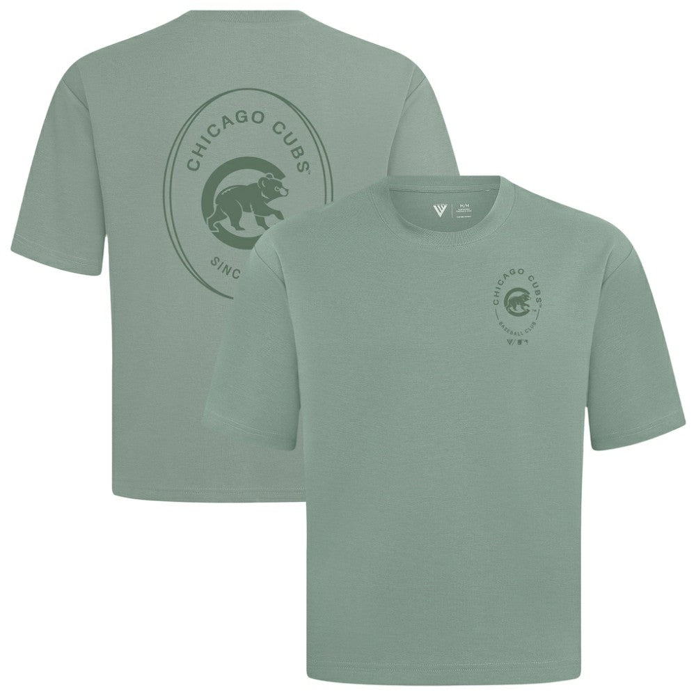 Chicago Cubs Levelwear Signet Oversized Luxe Signature Knit T-Shirt - Green T-shirts