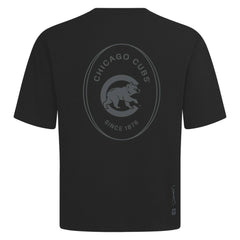 Chicago Cubs Levelwear Signet Oversized Luxe Signature Knit T-Shirt - Black T-shirts
