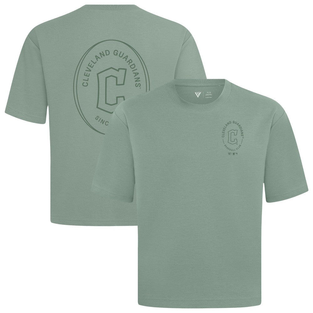 Cleveland Guardians Levelwear Signet Oversized Luxe Signature Knit T-Shirt - Green T-shirts