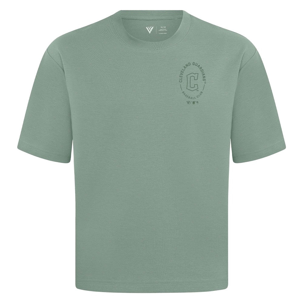 Cleveland Guardians Levelwear Signet Oversized Luxe Signature Knit T-Shirt - Green T-shirts