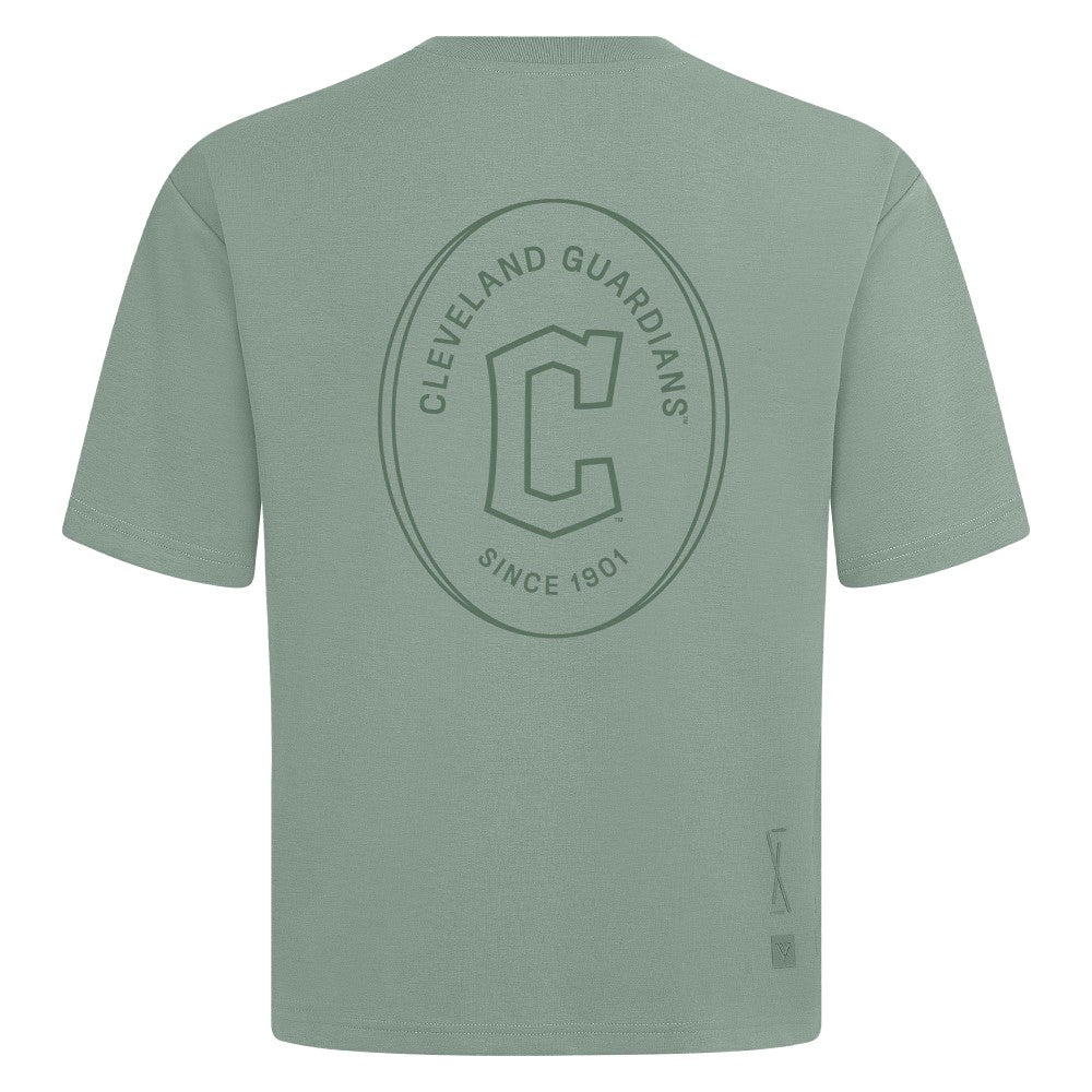 Cleveland Guardians Levelwear Signet Oversized Luxe Signature Knit T-Shirt - Green T-shirts