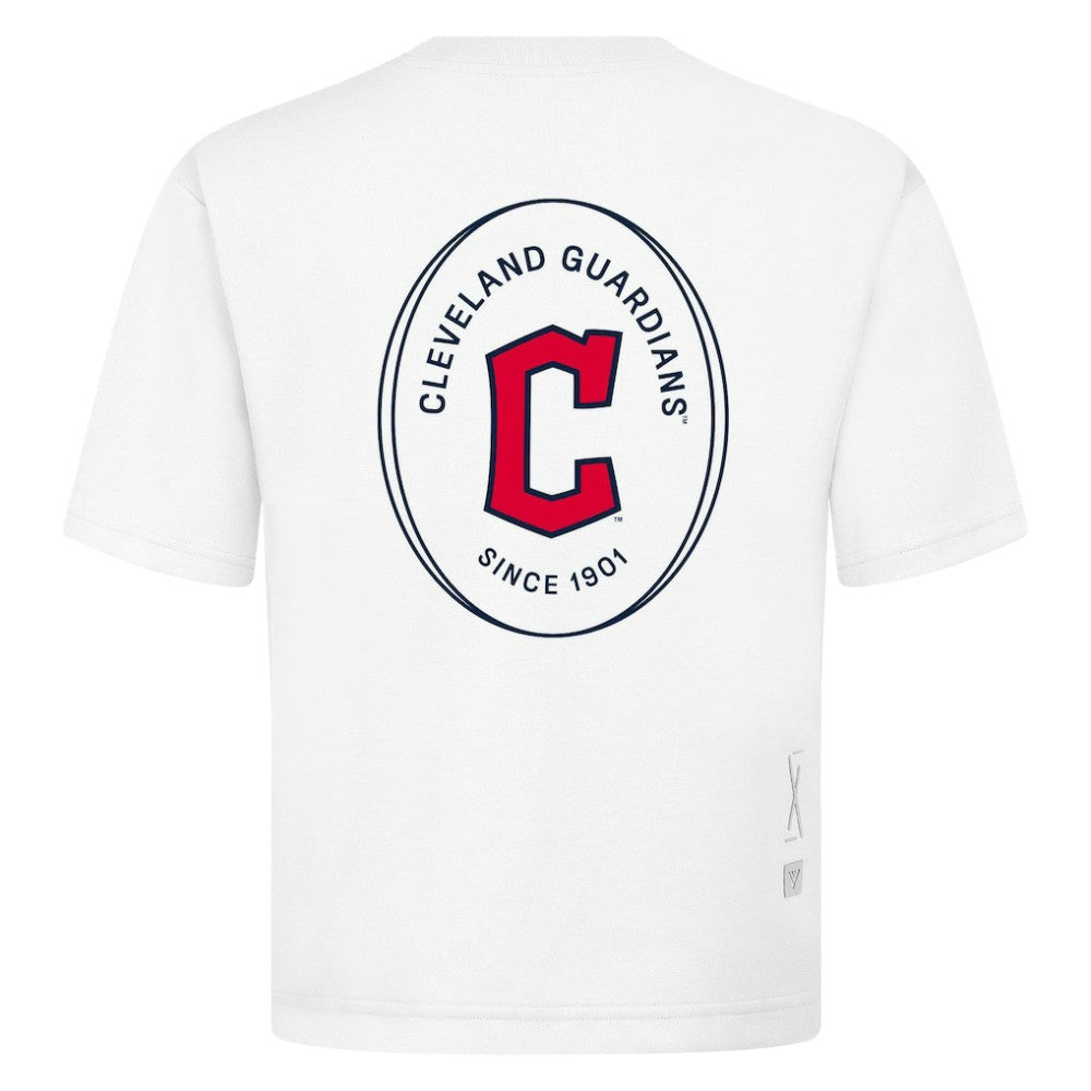 Cleveland Guardians Levelwear Signet Oversized Luxe Signature Knit T-Shirt - White T-shirts