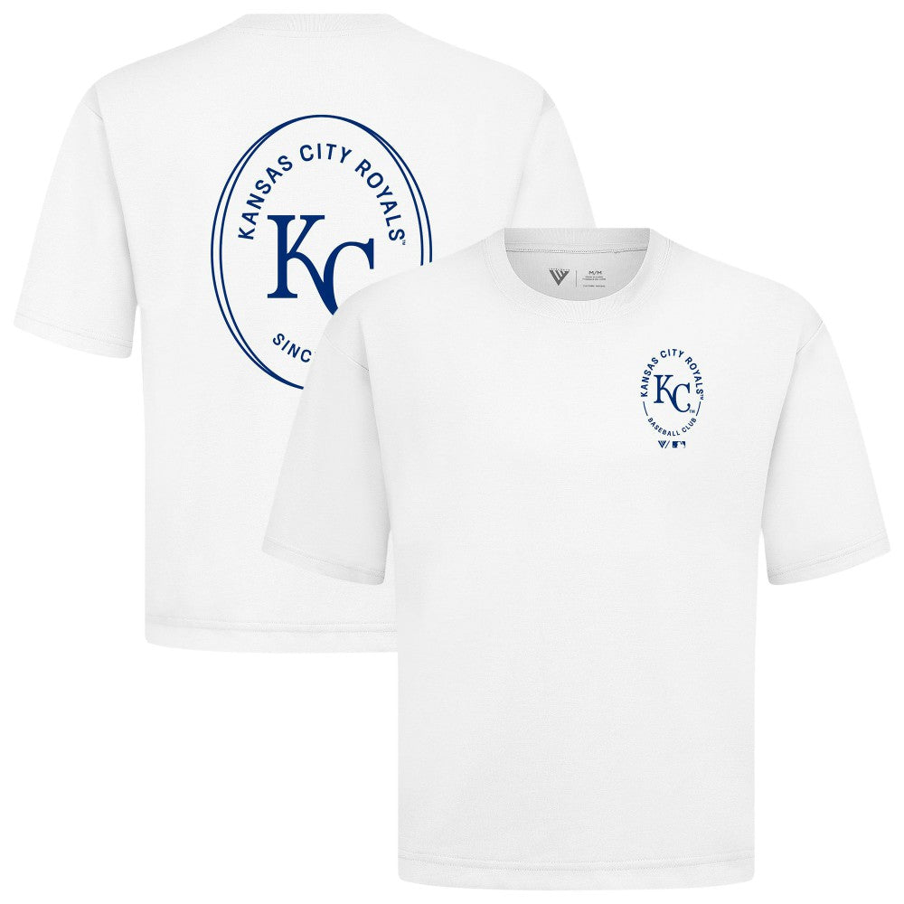 Kansas City Royals Levelwear Signet Oversized Luxe Signature Knit T-Shirt - White T-shirts