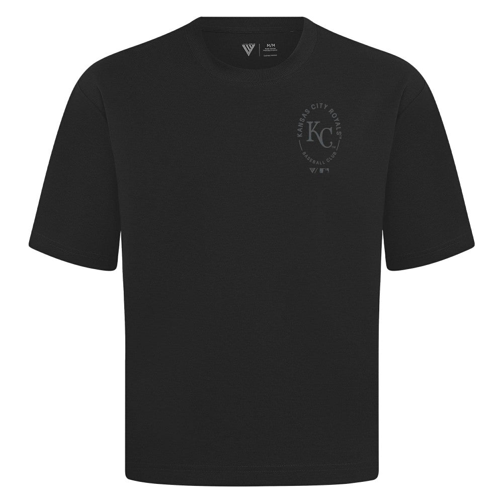 Kansas City Royals Levelwear Signet Oversized Luxe Signature Knit T-Shirt - Black T-shirts