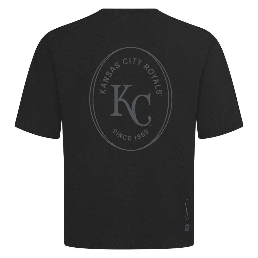 Kansas City Royals Levelwear Signet Oversized Luxe Signature Knit T-Shirt - Black T-shirts