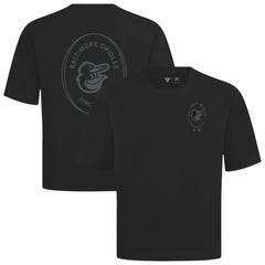 Baltimore Orioles Levelwear Signet Oversized Luxe Signature Knit T-Shirt - Black T-shirts