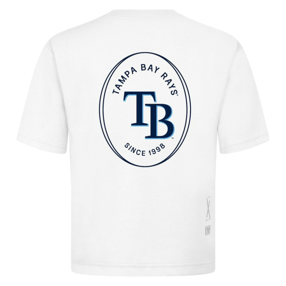 Tampa Bay Rays Levelwear Signet Oversized Luxe Signature Knit T-Shirt - White T-shirts