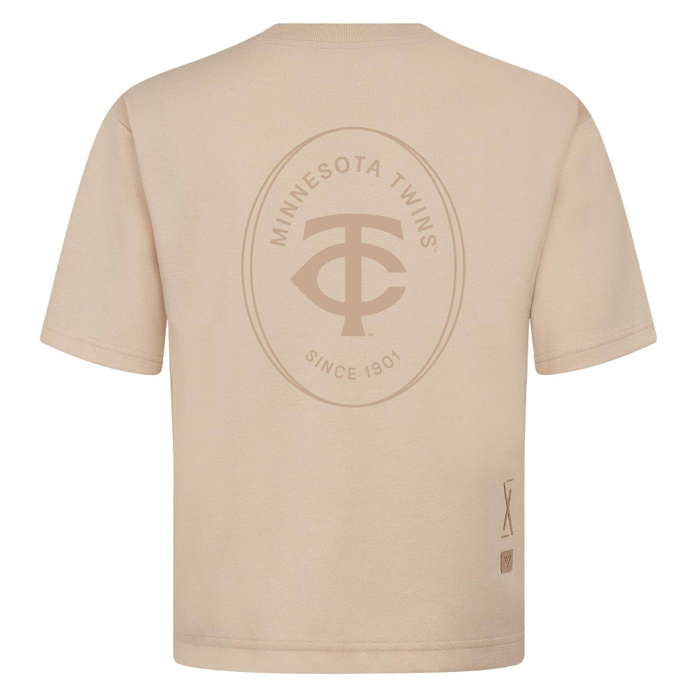 Minnesota Twins Levelwear Register Oversized Luxe Signature Knit T-Shirt - Khaki T-shirts