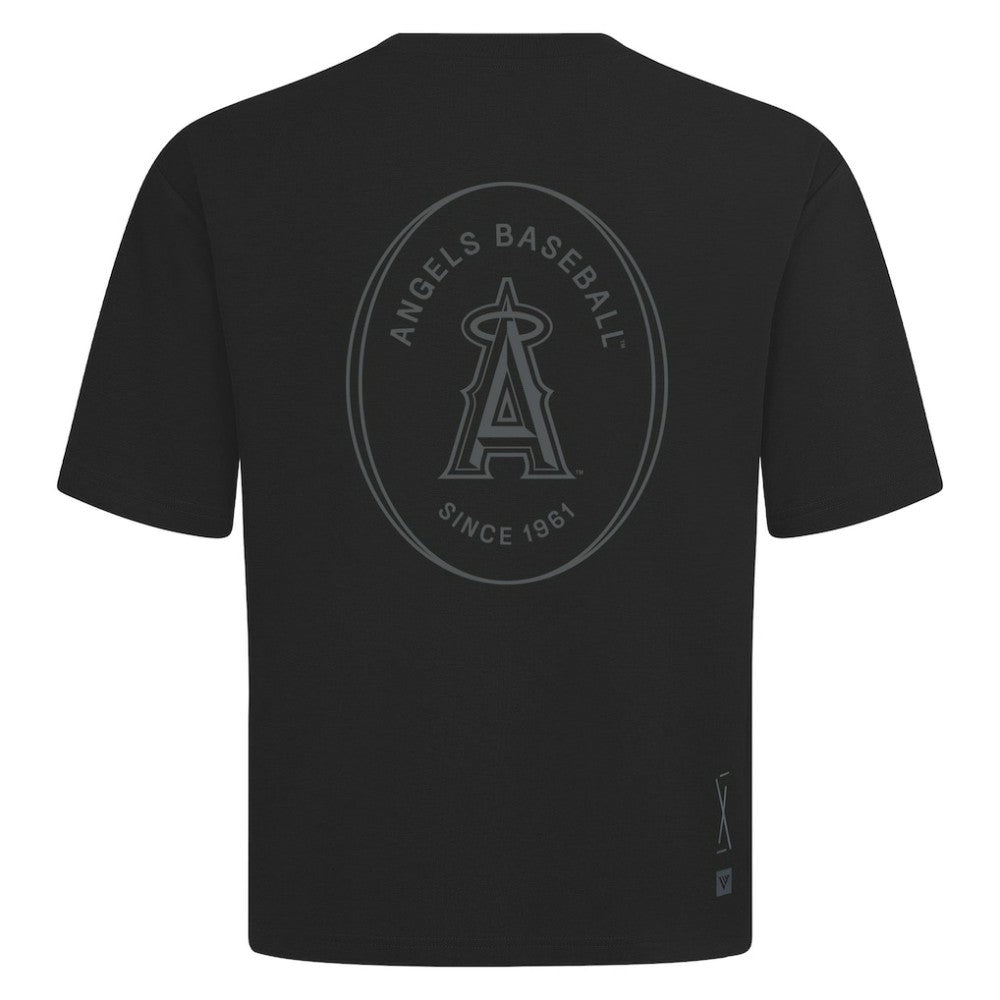 Los Angeles Angels Levelwear Register Oversized Luxe Signature Knit T-Shirt - Black T-shirts