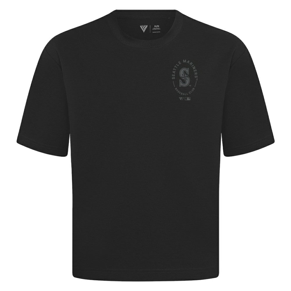 Seattle Mariners Levelwear Register Oversized Luxe Signature Knit T-Shirt - Black T-shirts