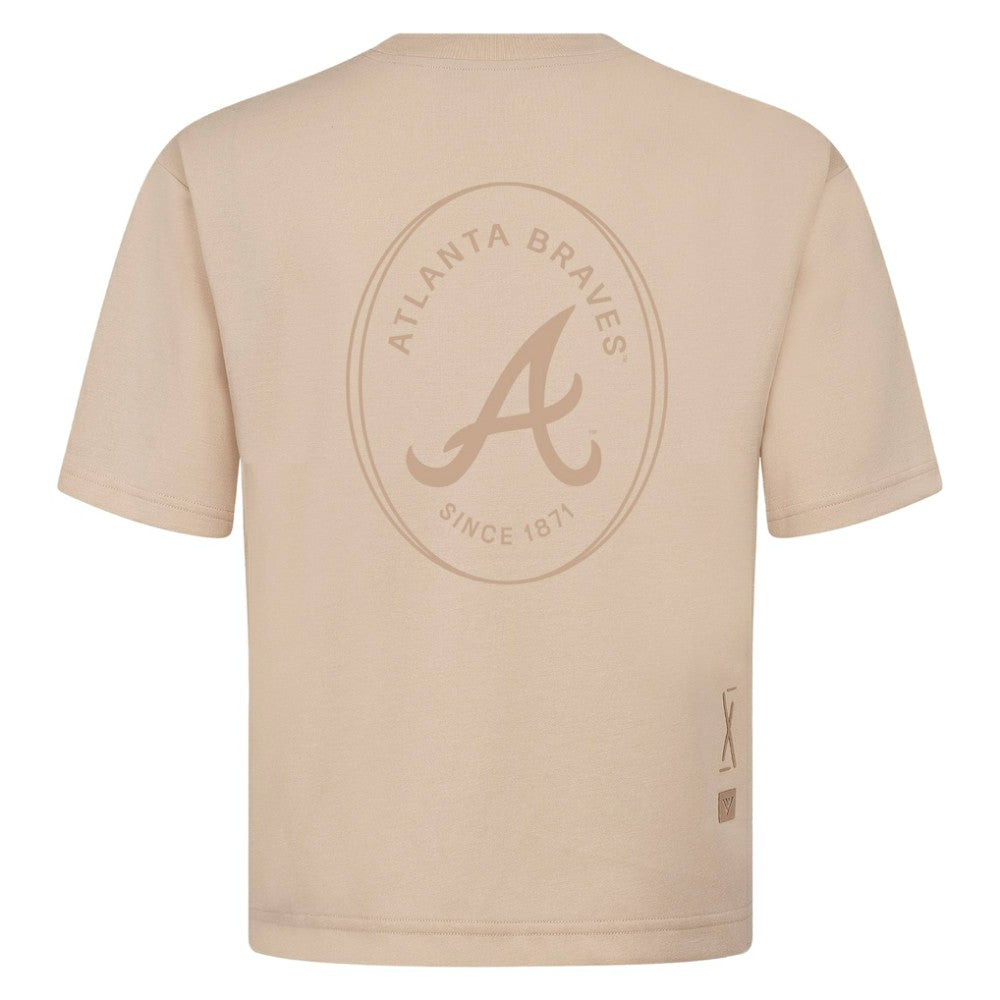Atlanta Braves Levelwear Register Oversized Luxe Signature Knit T-Shirt - Khaki T-shirts