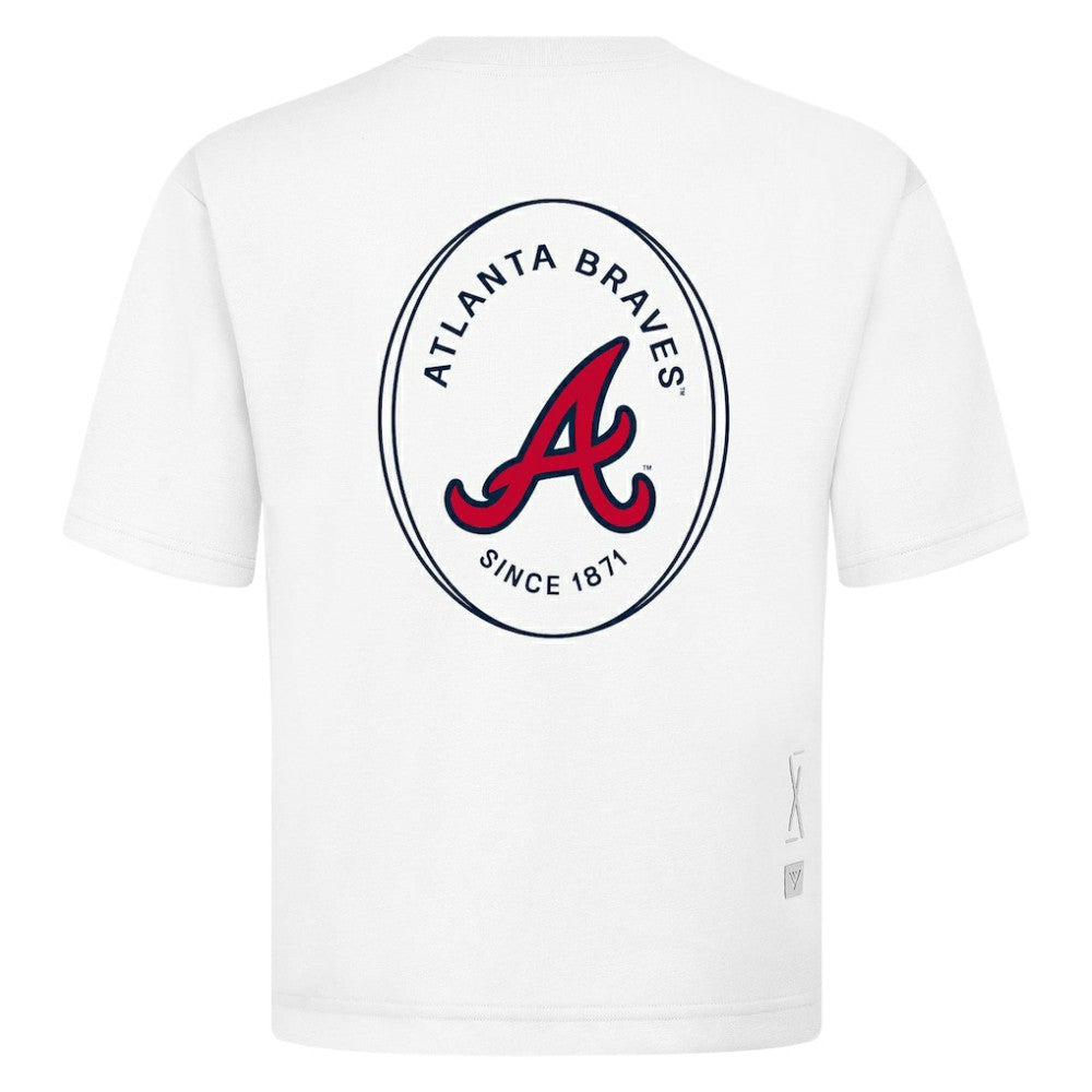 Atlanta Braves Levelwear Register Oversized Luxe Signature Knit T-Shirt - White T-shirts
