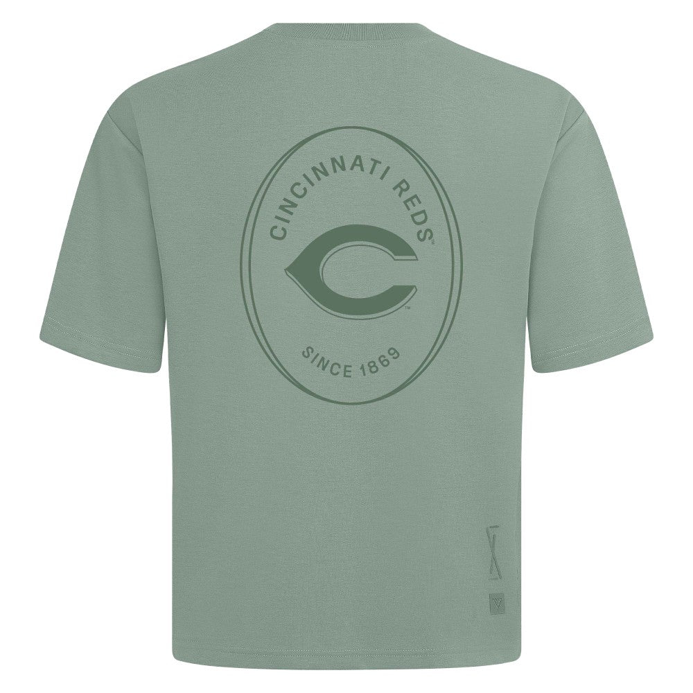 Cincinnati Reds Levelwear Register Oversized Luxe Signature Knit T-Shirt - Green T-shirts