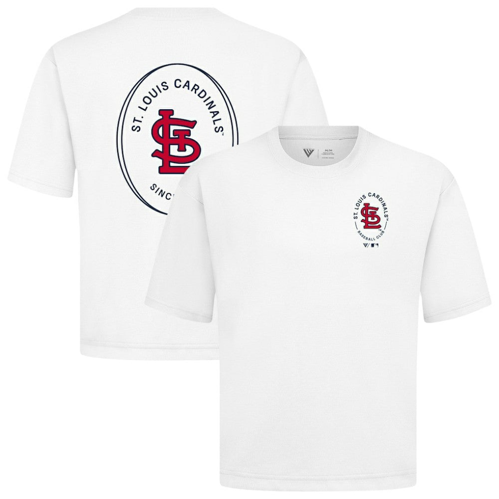 St. Louis Cardinals Levelwear Register Oversized Luxe Signature Knit T-Shirt - White T-shirts