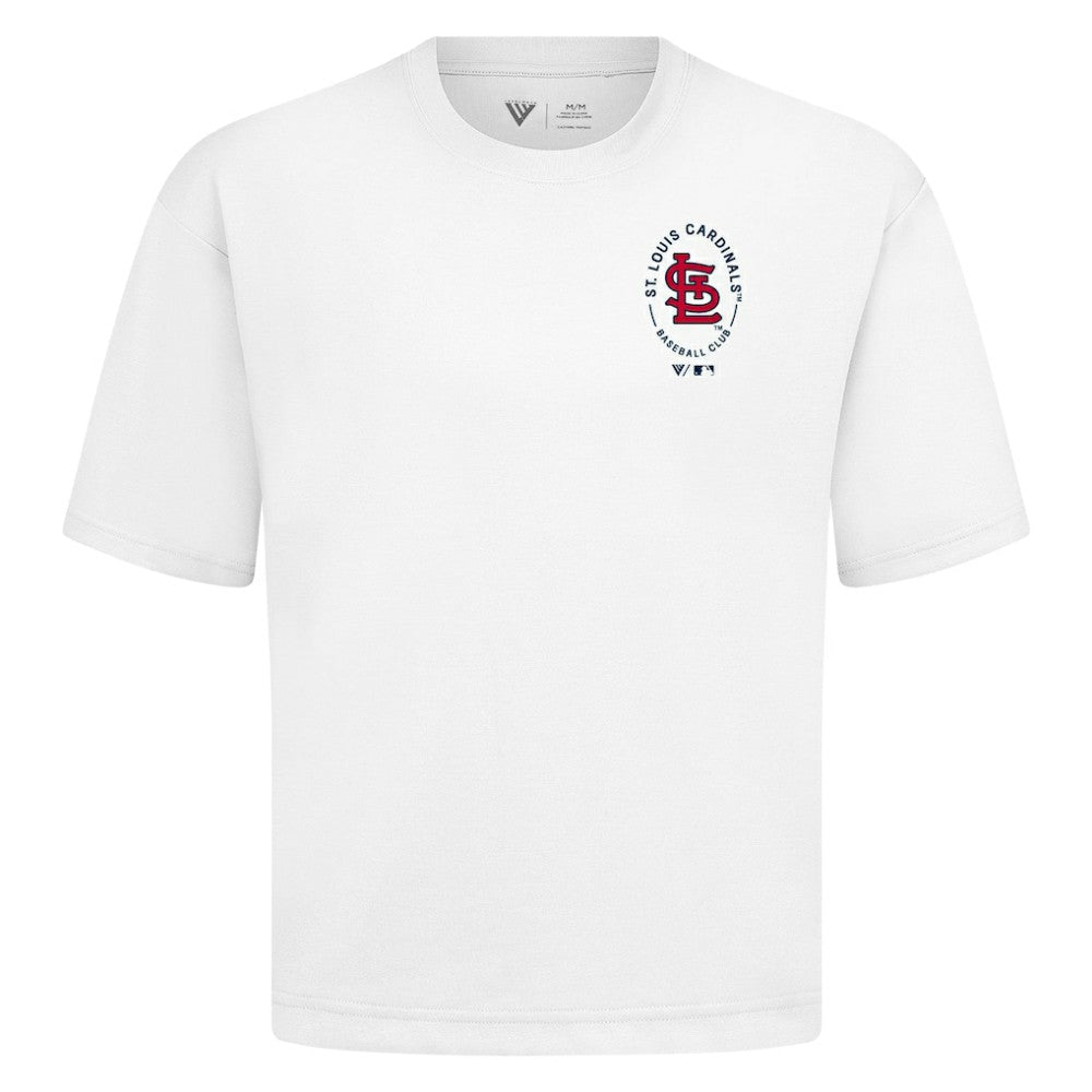 St. Louis Cardinals Levelwear Register Oversized Luxe Signature Knit T-Shirt - White T-shirts