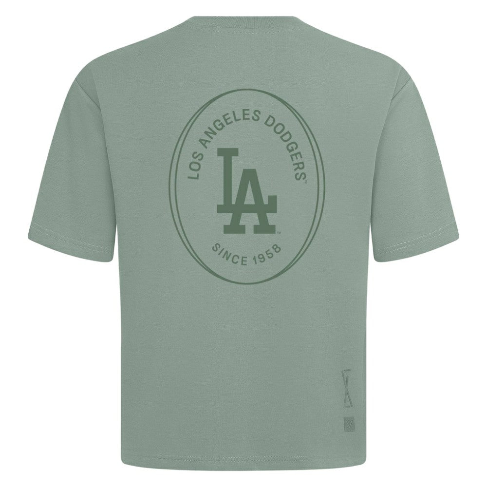 Los Angeles Dodgers Levelwear Register Oversized Luxe Signature Knit T-Shirt - Green T-shirts