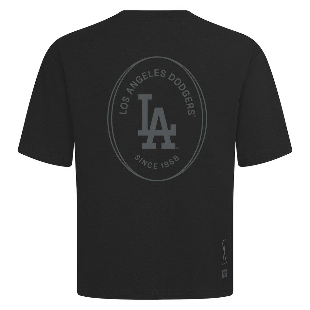 Los Angeles Dodgers Levelwear Register Oversized Luxe Signature Knit T-Shirt - Black T-shirts