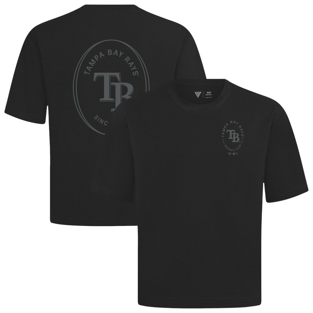Tampa Bay Rays Levelwear Register Oversized Luxe Signature Knit T-Shirt - Black T-shirts
