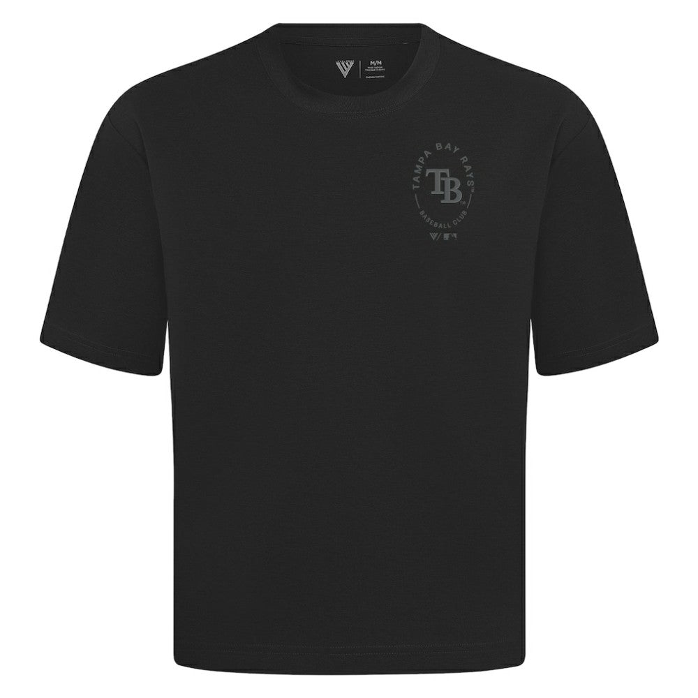 Tampa Bay Rays Levelwear Register Oversized Luxe Signature Knit T-Shirt - Black T-shirts