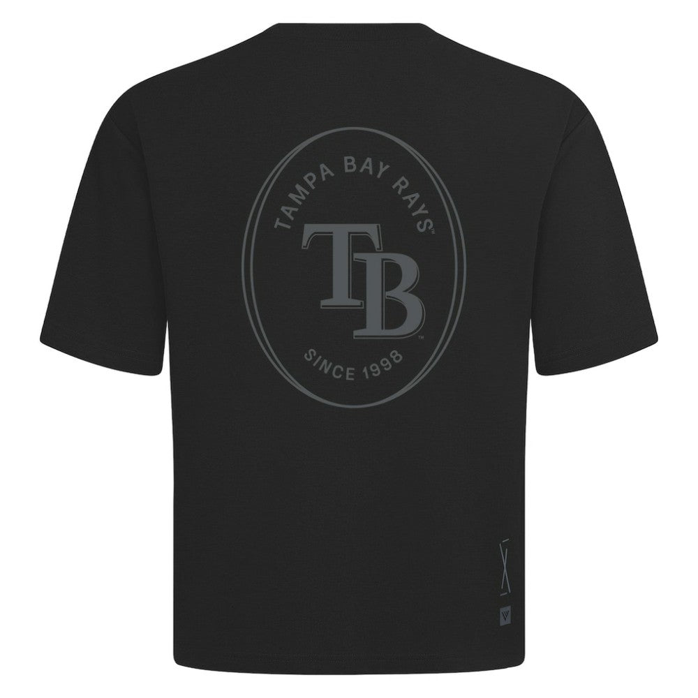 Tampa Bay Rays Levelwear Register Oversized Luxe Signature Knit T-Shirt - Black T-shirts