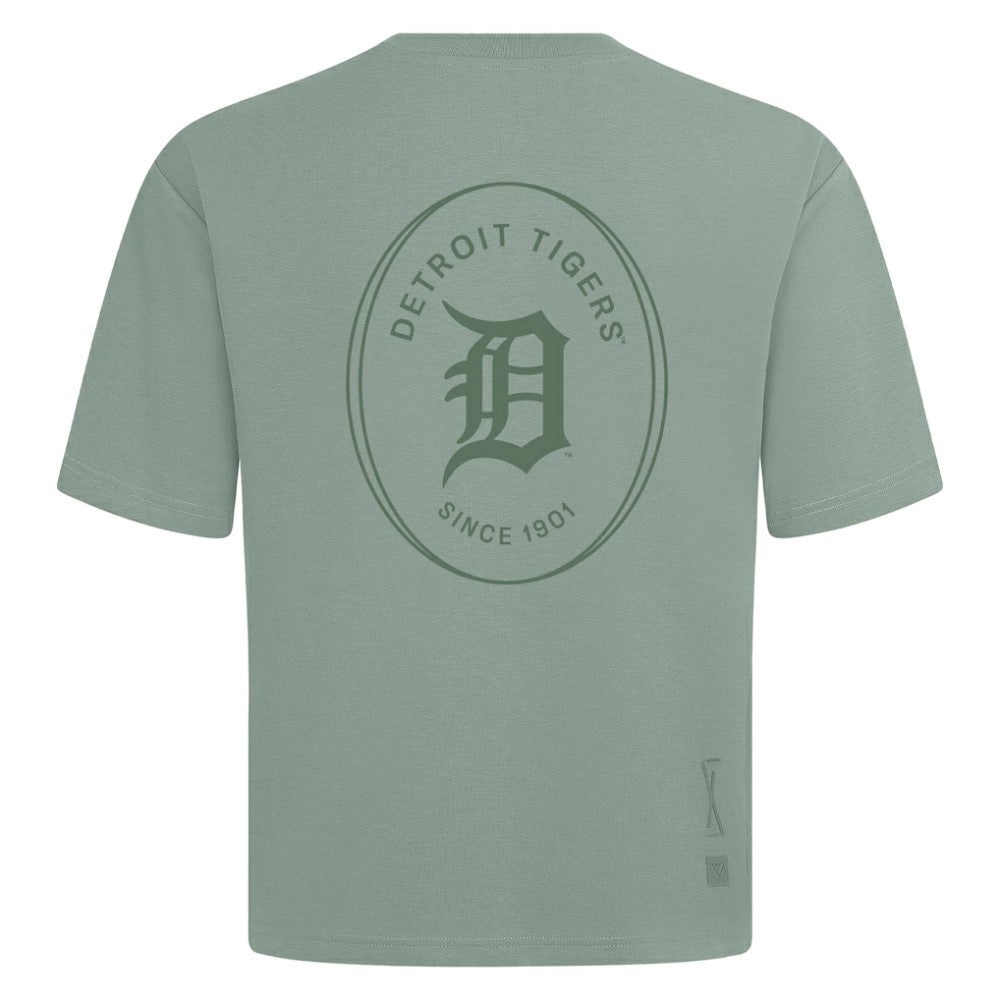 Detroit Tigers Levelwear Register Oversized Luxe Signature Knit T-Shirt - Green T-shirts