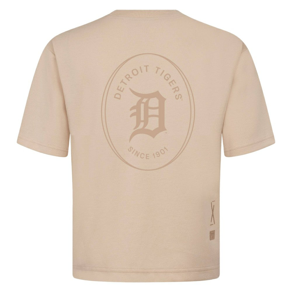 Detroit Tigers Levelwear Register Oversized Luxe Signature Knit T-Shirt - Khaki T-shirts