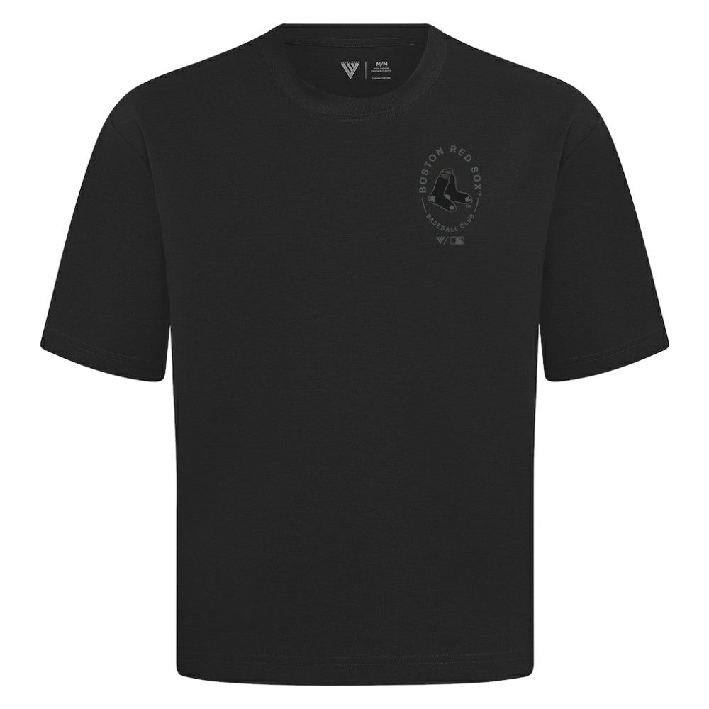 Boston Red Sox Levelwear Register Oversized Luxe Signature Knit T-Shirt - Black T-shirts