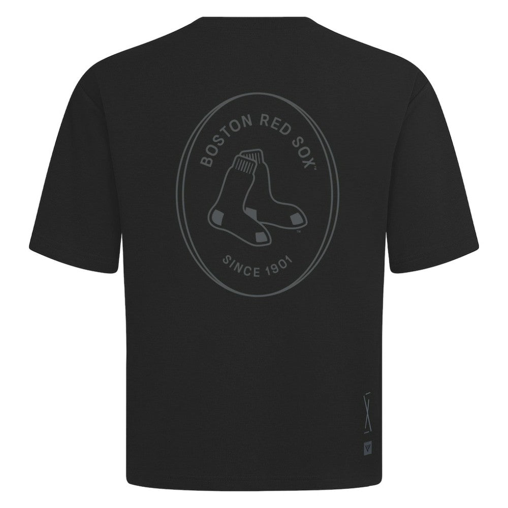 Boston Red Sox Levelwear Register Oversized Luxe Signature Knit T-Shirt - Black T-shirts