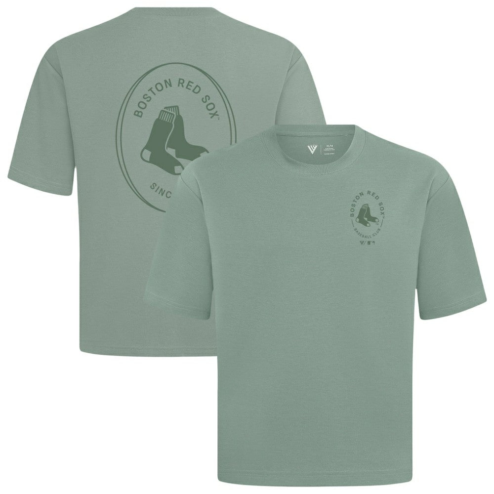 Boston Red Sox Levelwear Register Oversized Luxe Signature Knit T-Shirt - Green T-shirts