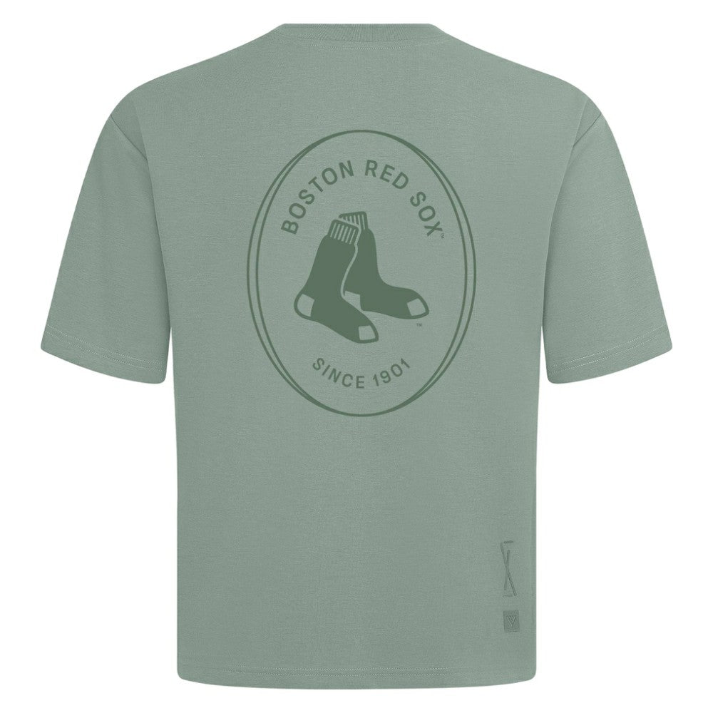 Boston Red Sox Levelwear Register Oversized Luxe Signature Knit T-Shirt - Green T-shirts