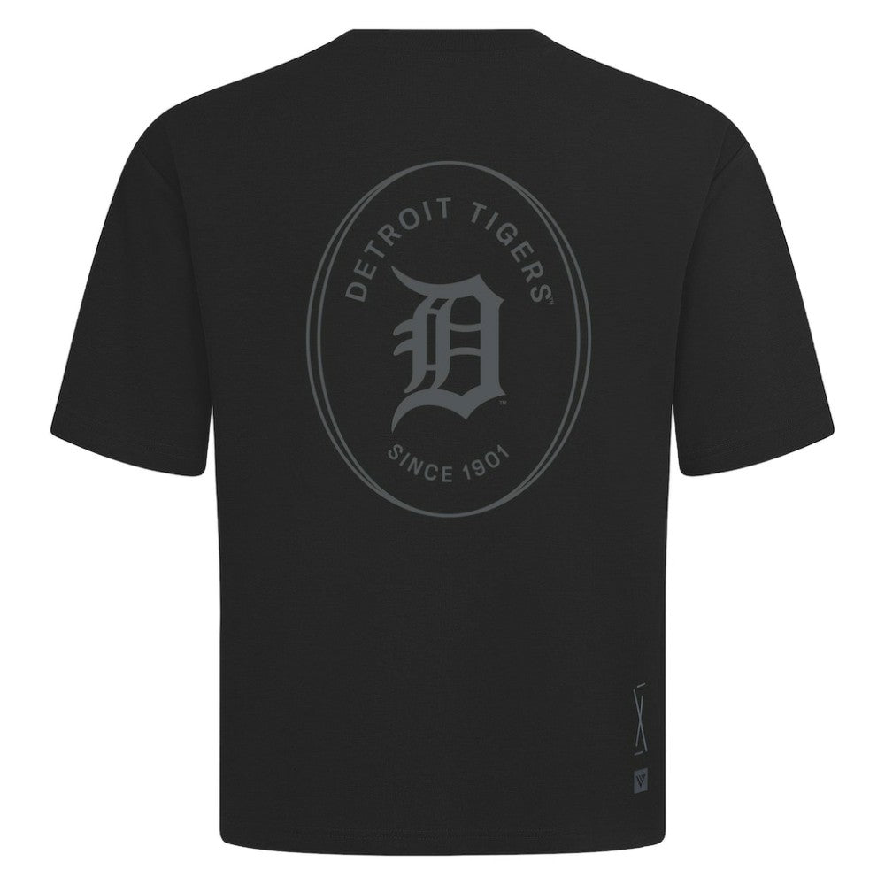Detroit Tigers Levelwear Register Oversized Luxe Signature Knit T-Shirt - Black T-shirts