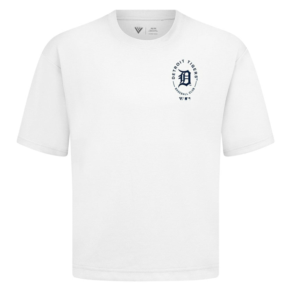 Detroit Tigers Levelwear Register Oversized Luxe Signature Knit T-Shirt - White T-shirts