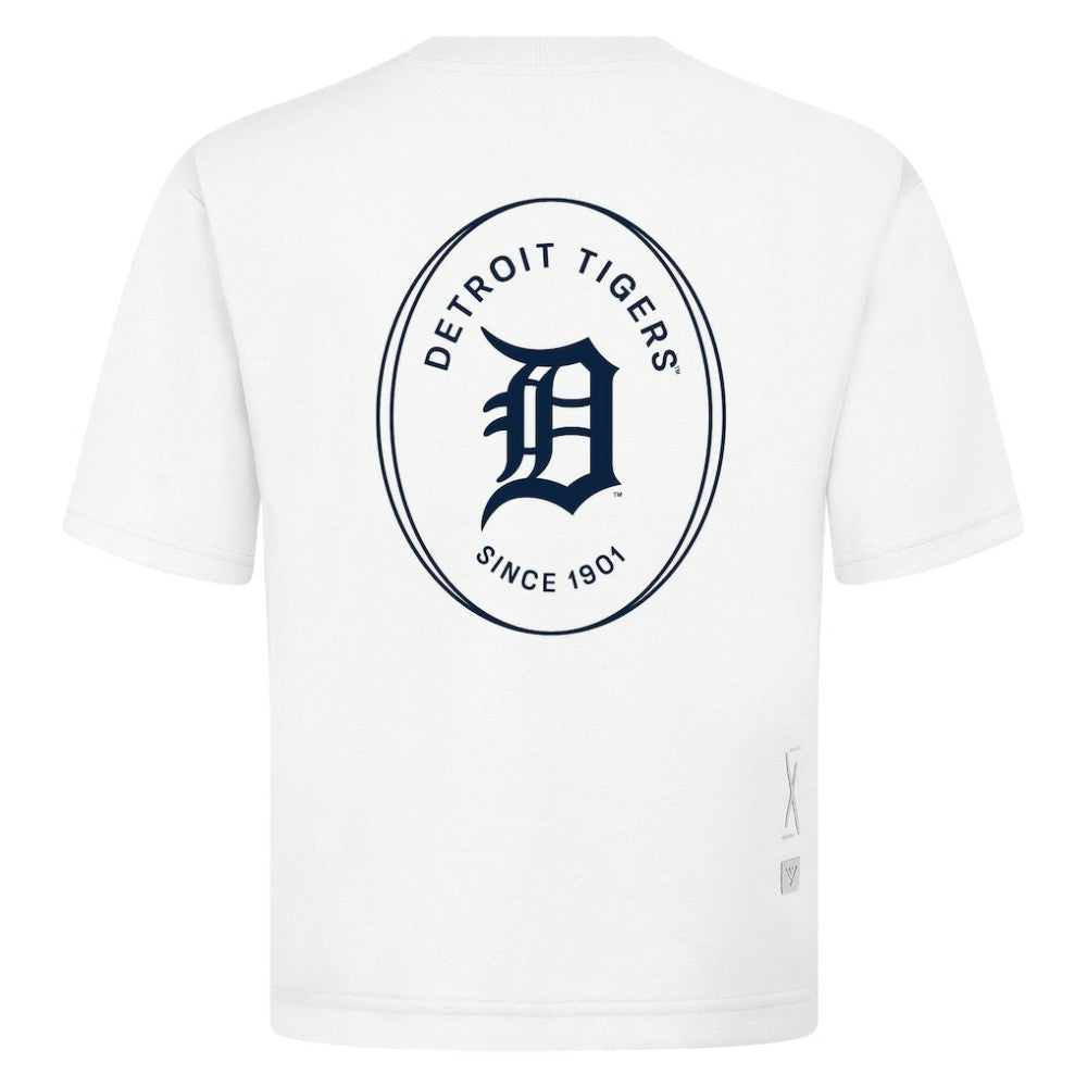 Detroit Tigers Levelwear Register Oversized Luxe Signature Knit T-Shirt - White T-shirts