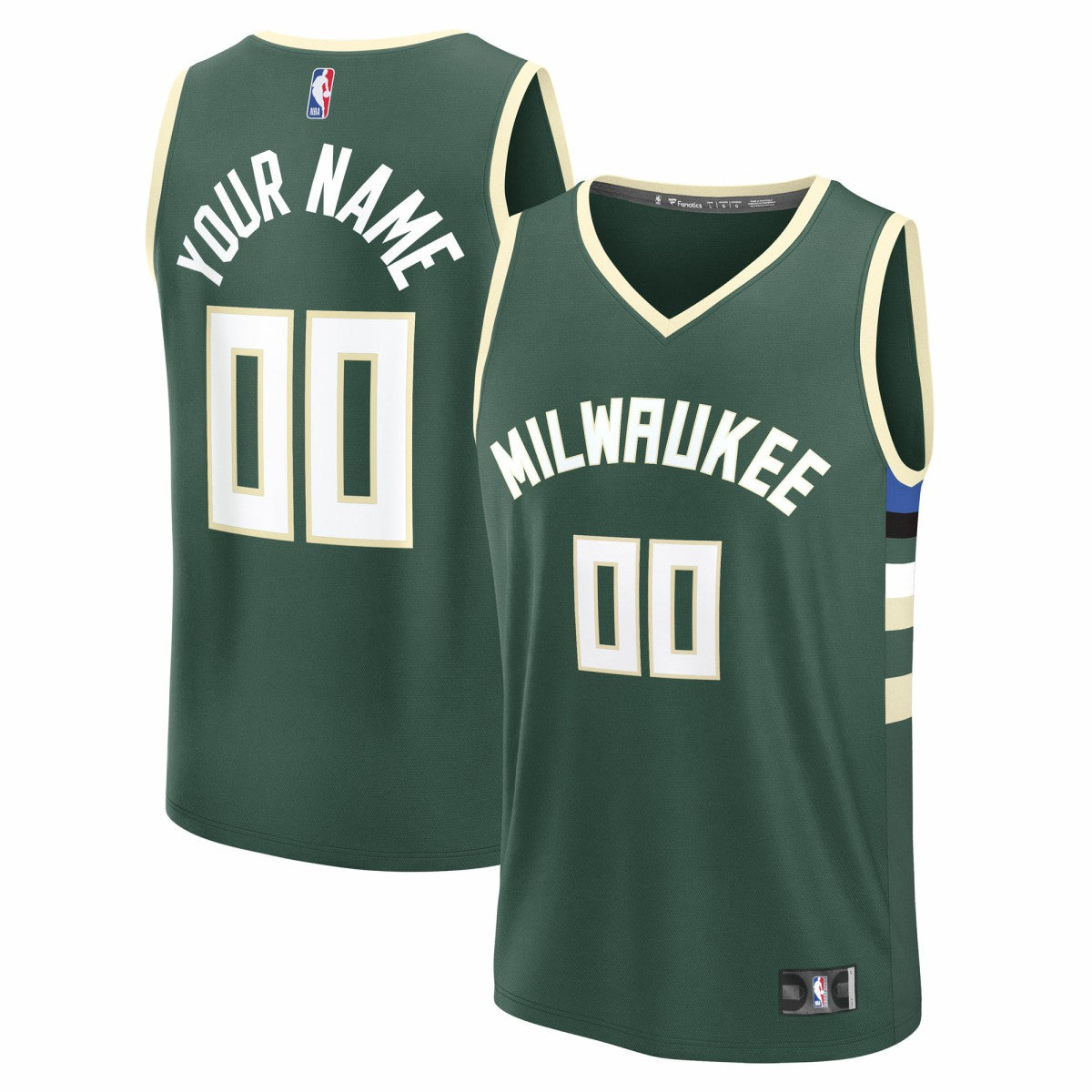 Milwaukee Bucks Youth Fast Break Custom Replica Jersey Green Icon Edition