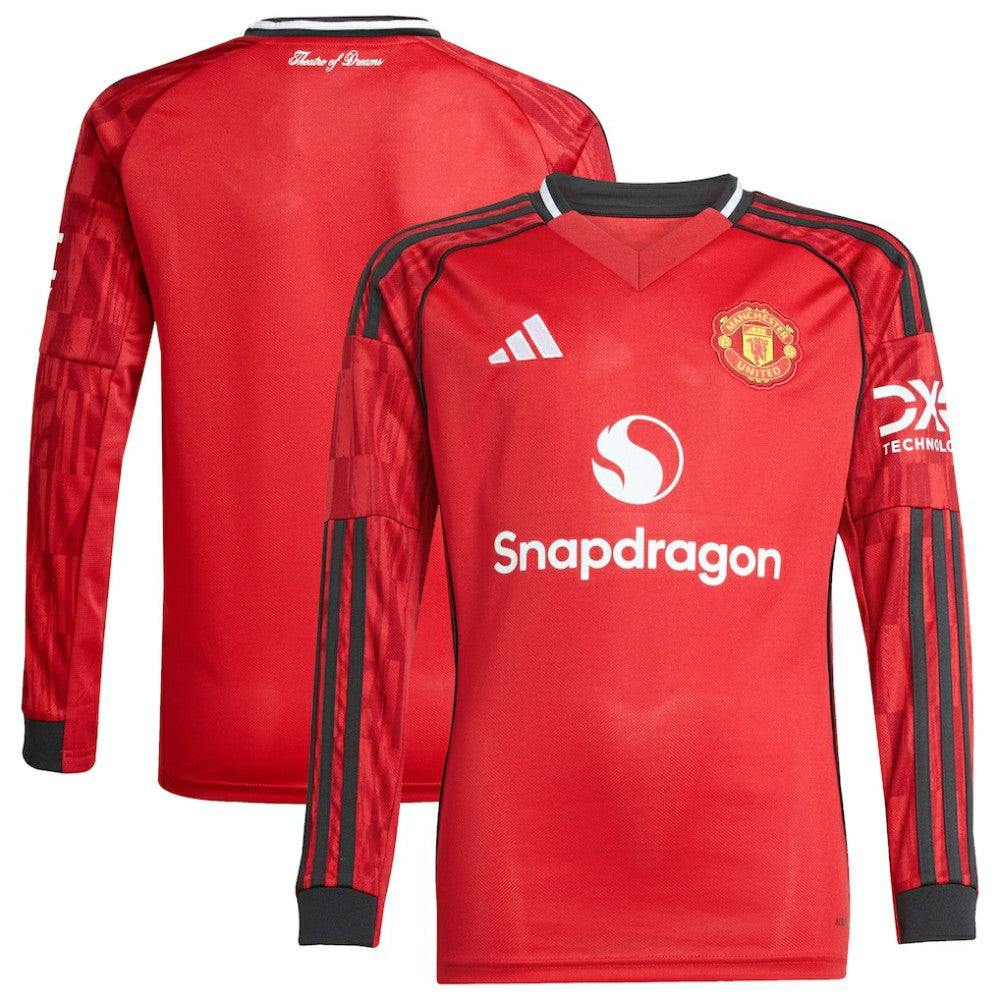 Manchester United Youth Home 2025/26 Replica Long Sleeve Jersey Red