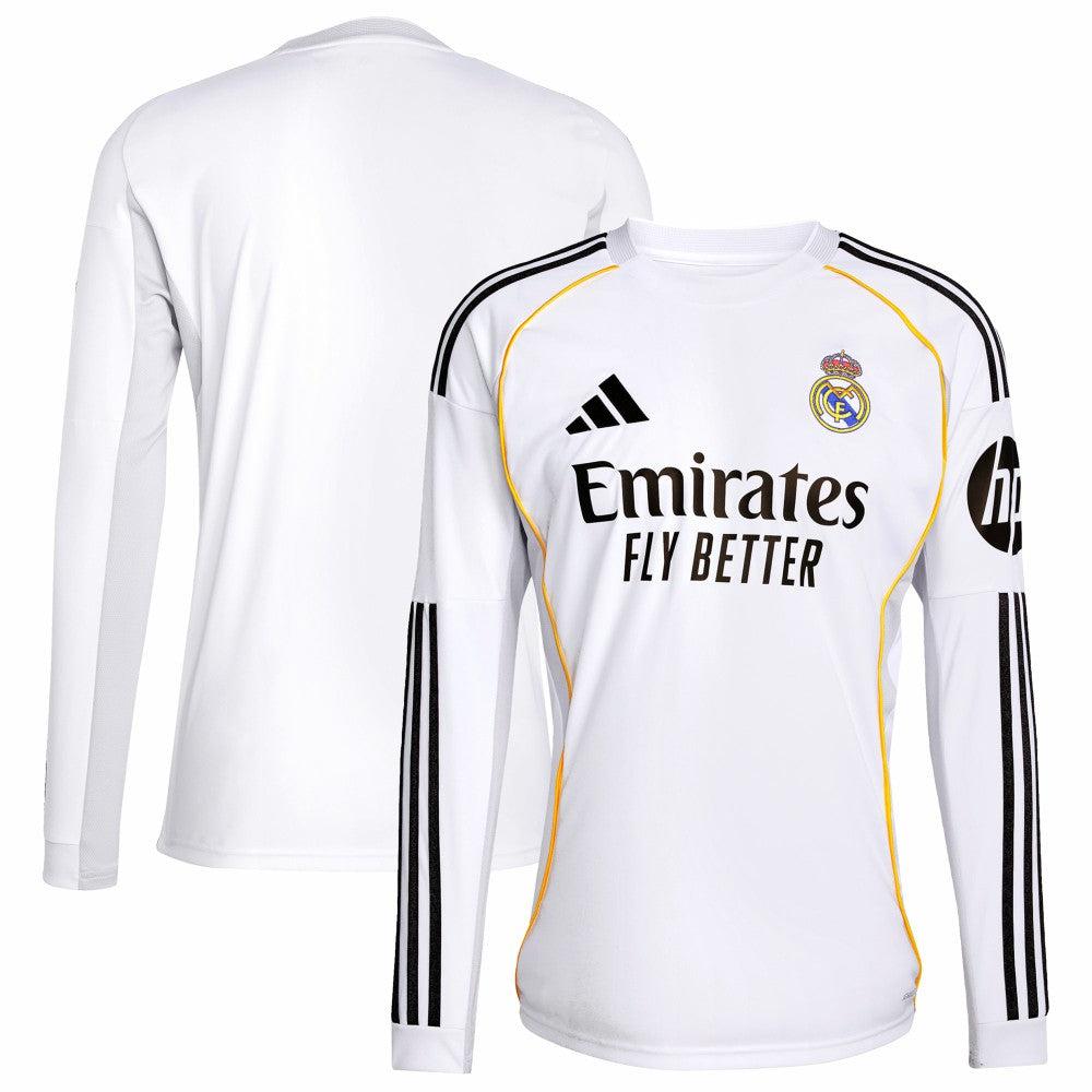 Real Madrid 2025/26 Home Replica Long Sleeve Jersey White shop