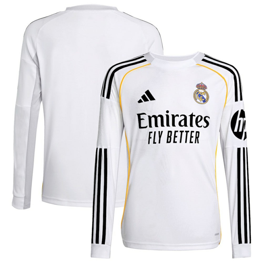 Real Madrid Youth 2025/26 Home Replica Long Sleeve Jersey White
