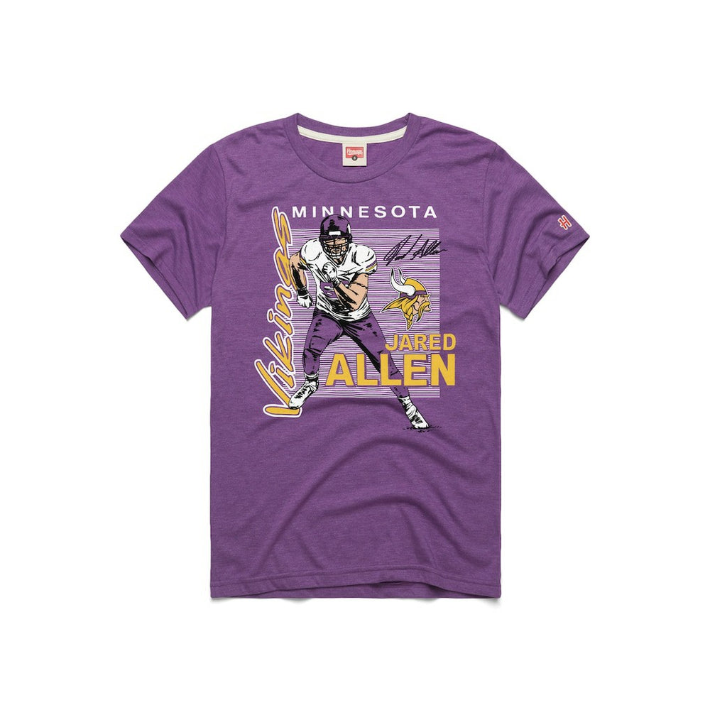 Jared Allen Minnesota Vikings Homage Unisex HOF Player Graphic Tri-Blend T-Shirt Purple