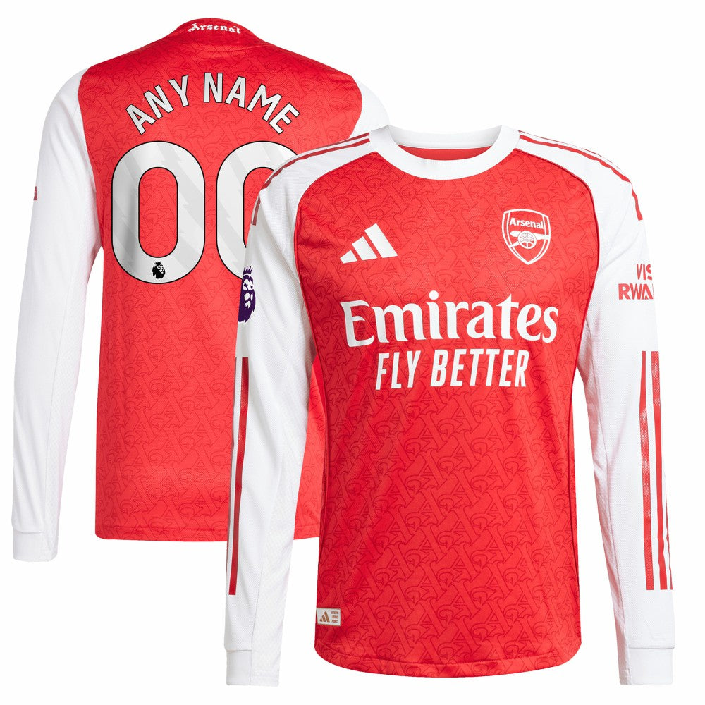 Arsenal 2025/26 Home Long Sleeve Custom Jersey Red