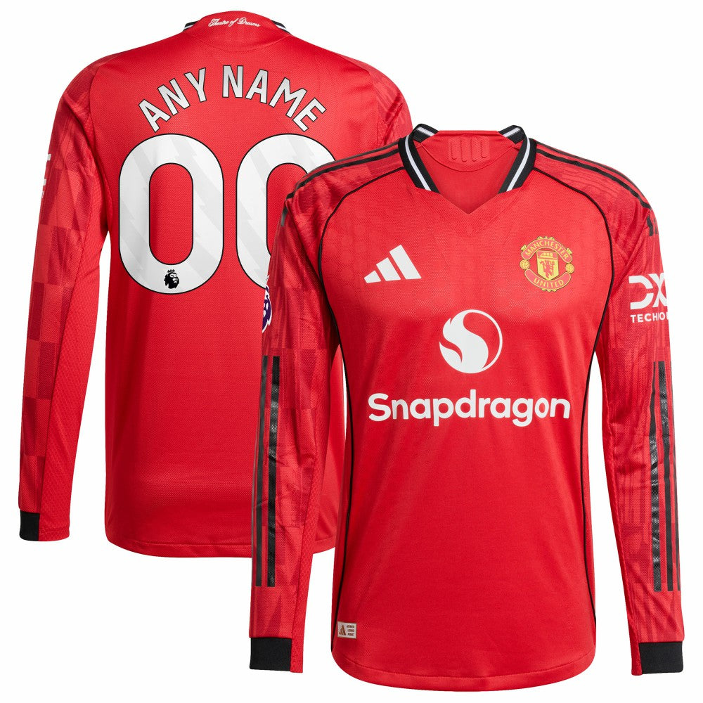 Manchester United Home 2025/26 Custom Long Sleeve Jersey Red