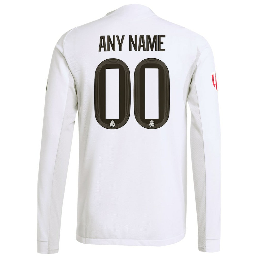 Real Madrid 2025/26 Home Long Sleeve Custom Jersey White