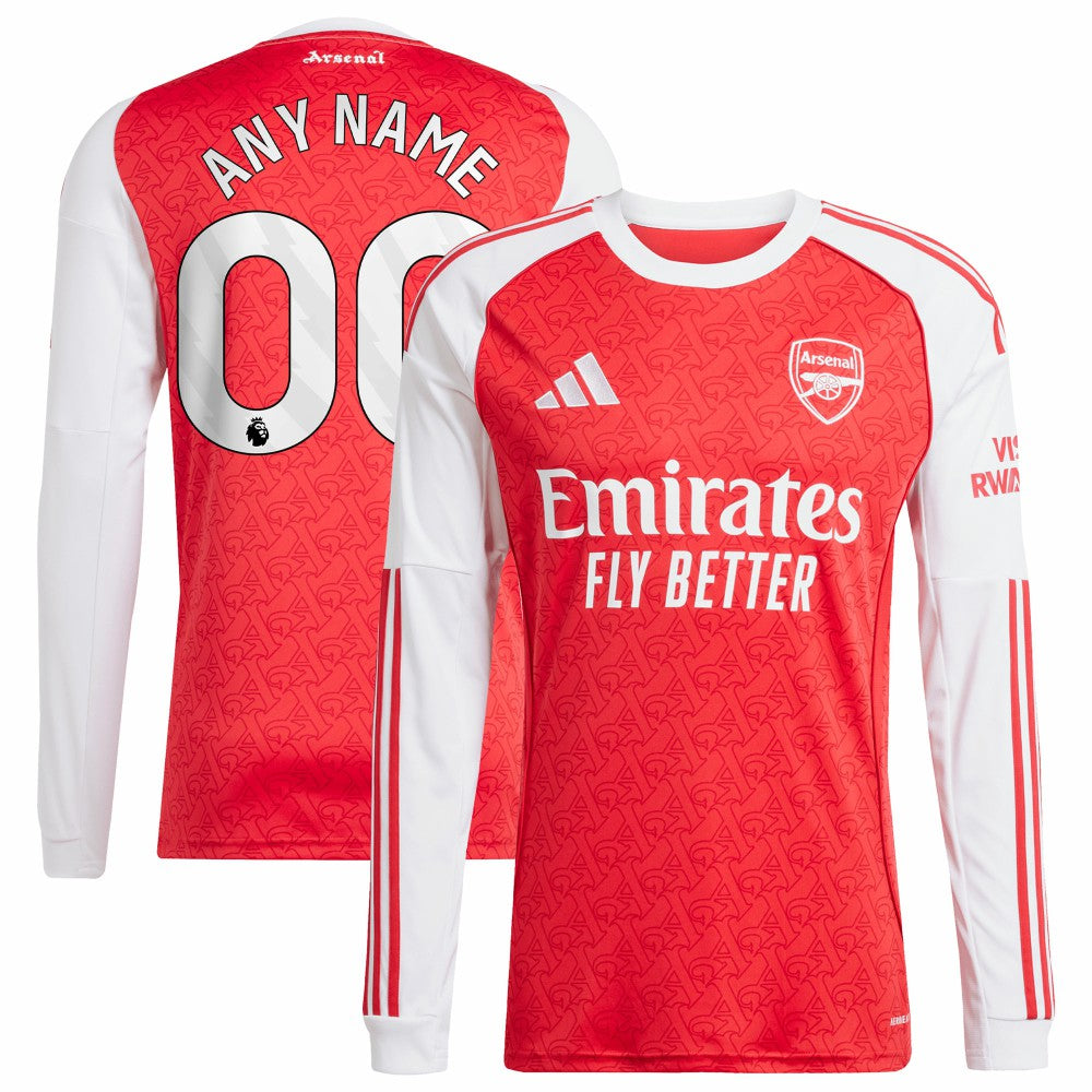 Arsenal 2025/26 Home Replica Long Sleeve Custom Jersey Red