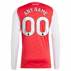 Arsenal 2025/26 Home Replica Long Sleeve Custom Jersey Red