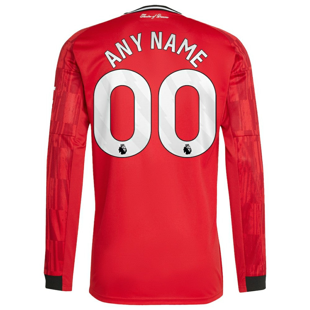Manchester United Home 2025/26 Custom Replica Long Sleeve Jersey Red