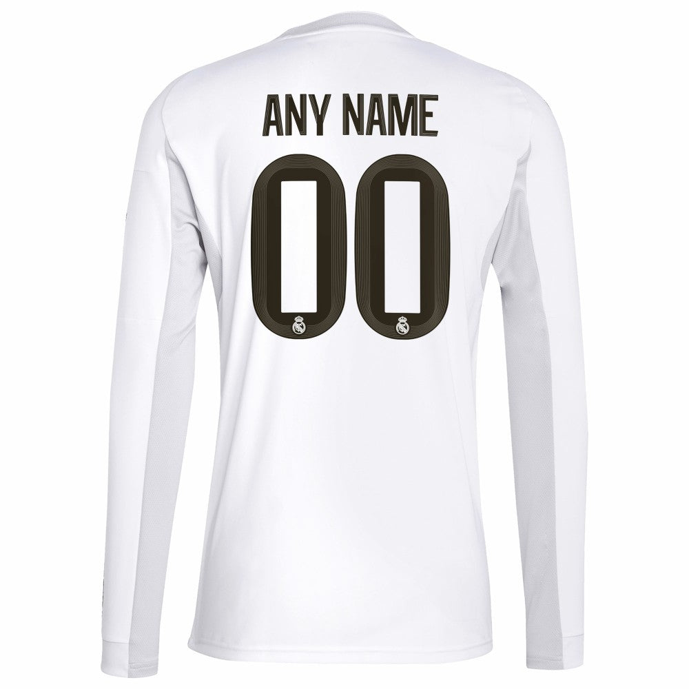 Real Madrid 2025/26 Home Replica Long Sleeve Custom Jersey White