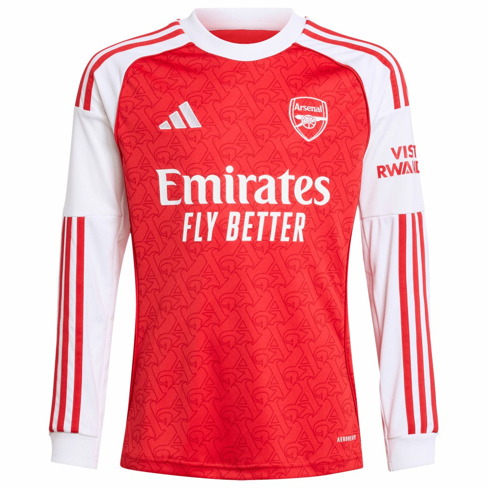 Arsenal Youth 2025/26 Home Replica Long Sleeve Custom Jersey Red