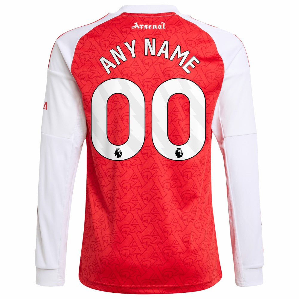 Arsenal Youth 2025/26 Home Replica Long Sleeve Custom Jersey Red
