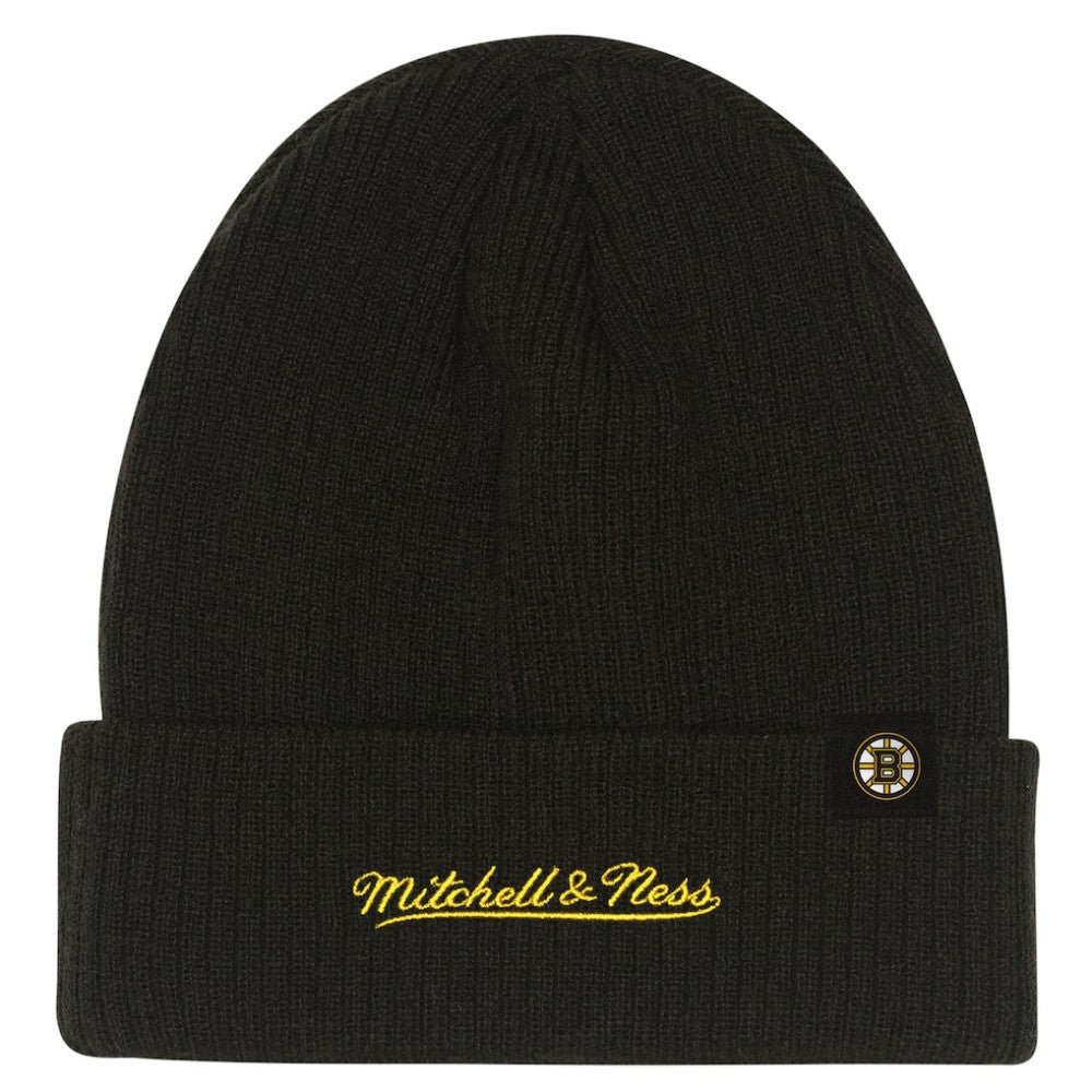 NHL Boston Bruins Mitchell & Ness Youth Neon Line Lights Cuffed Knit Hat - Black